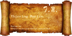 Thirring Martin névjegykártya